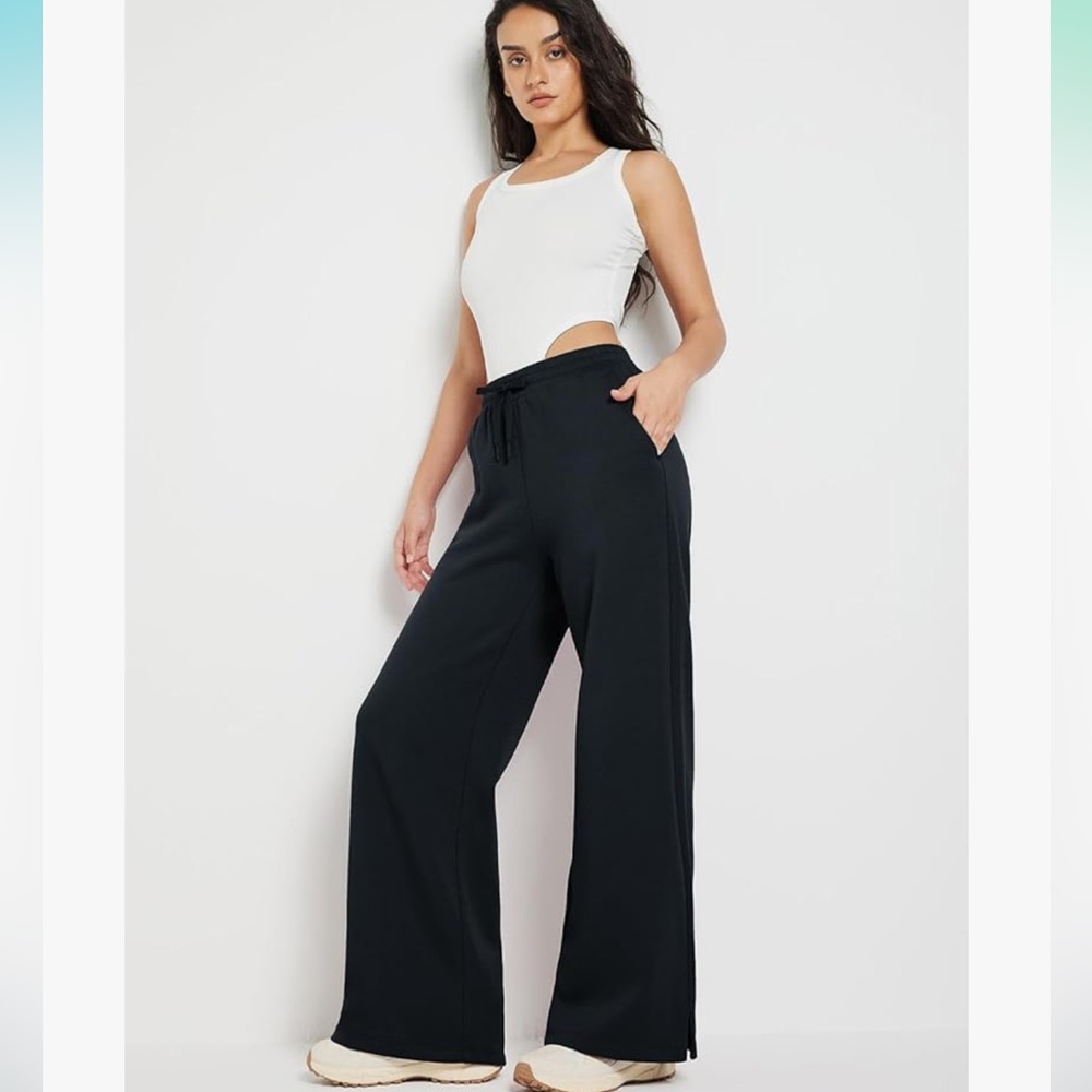 NWT BALEAF Fleece Lined Sweatpants Straight Wide Leg Pants w/Pockets, Size XS